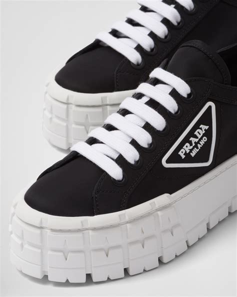 prada double wheel sneakers black|Prada denim sneakers.